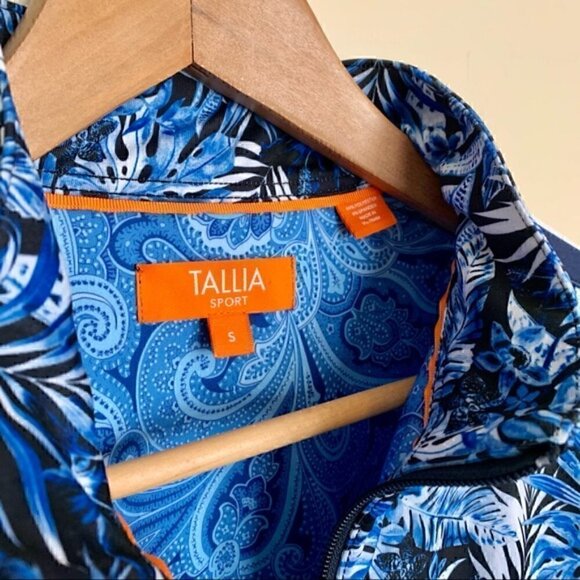 Tallia Sport Blue Tropical Striped Sleeve Athletic Jacket - small - Picture 4 of 9